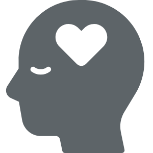 Human head with a heart over the brain